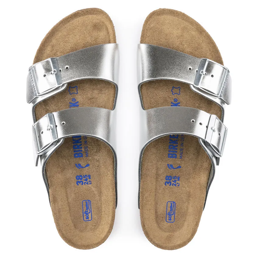 Arizona Soft Footbed Sandal Narrow (Metallic Silver)