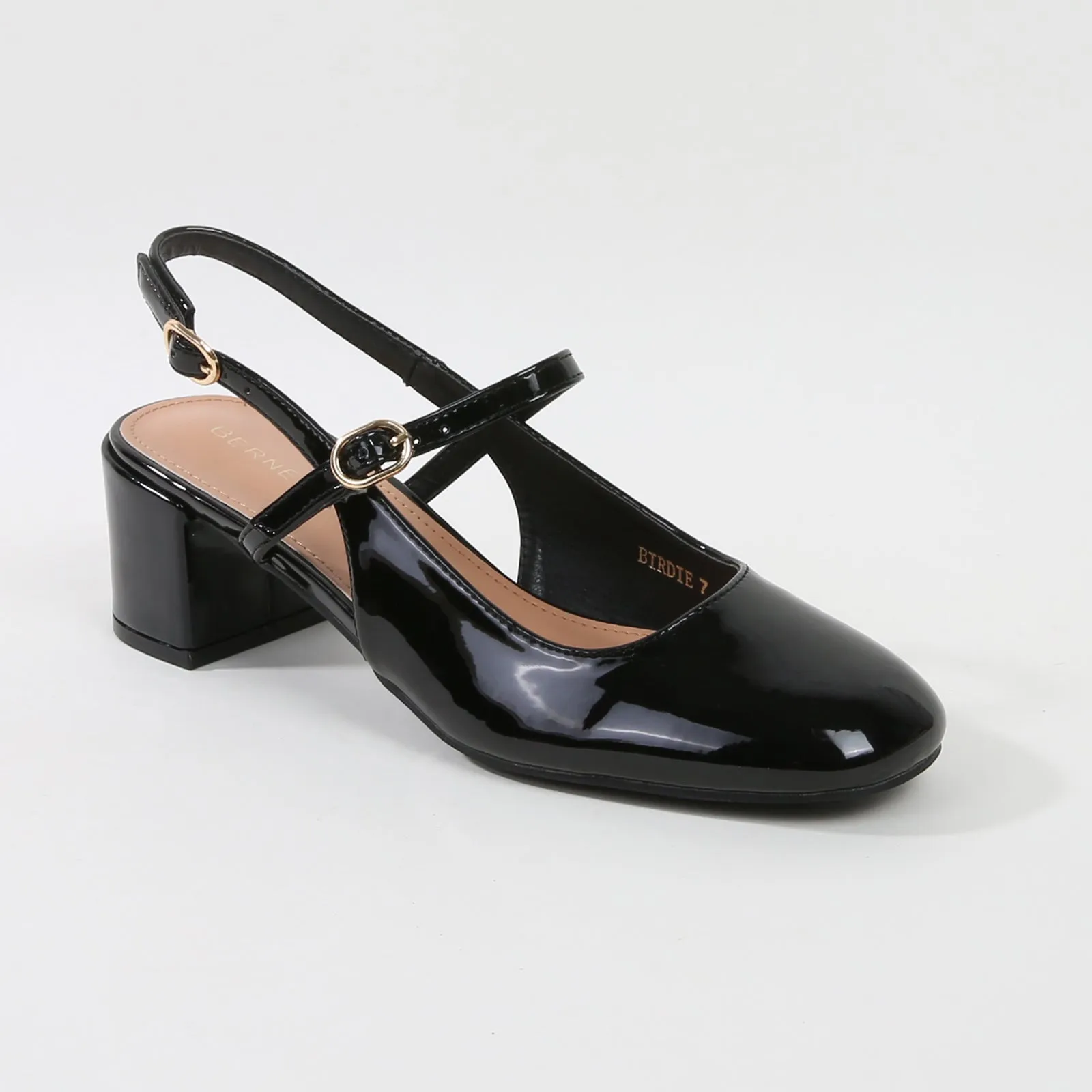 Birdie Patent Finish Mary Jane Block Heels