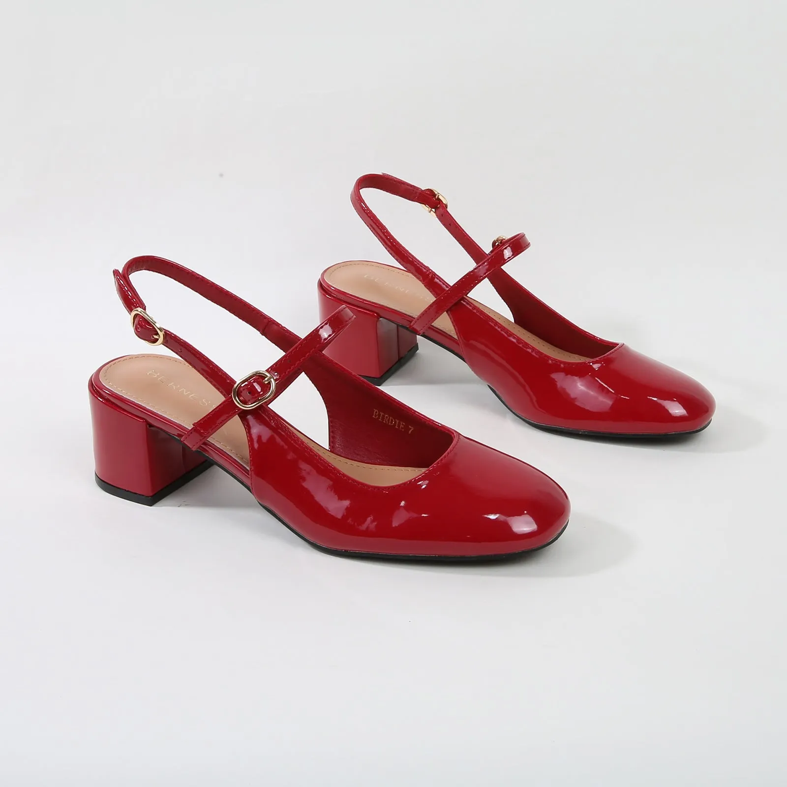 Birdie Patent Finish Mary Jane Block Heels