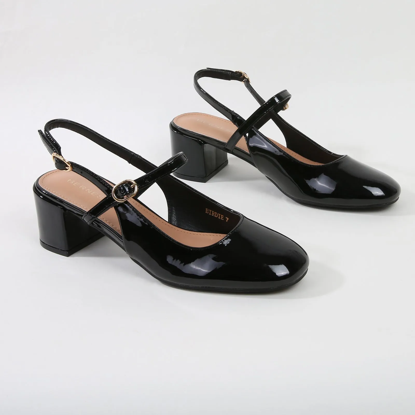 Birdie Patent Finish Mary Jane Block Heels