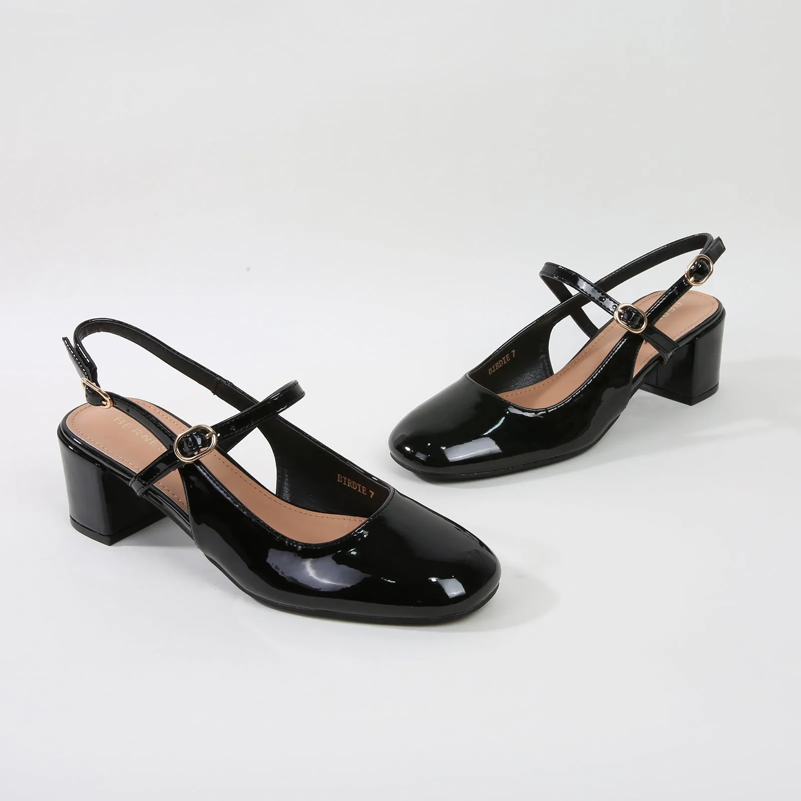 Birdie Patent Finish Mary Jane Block Heels