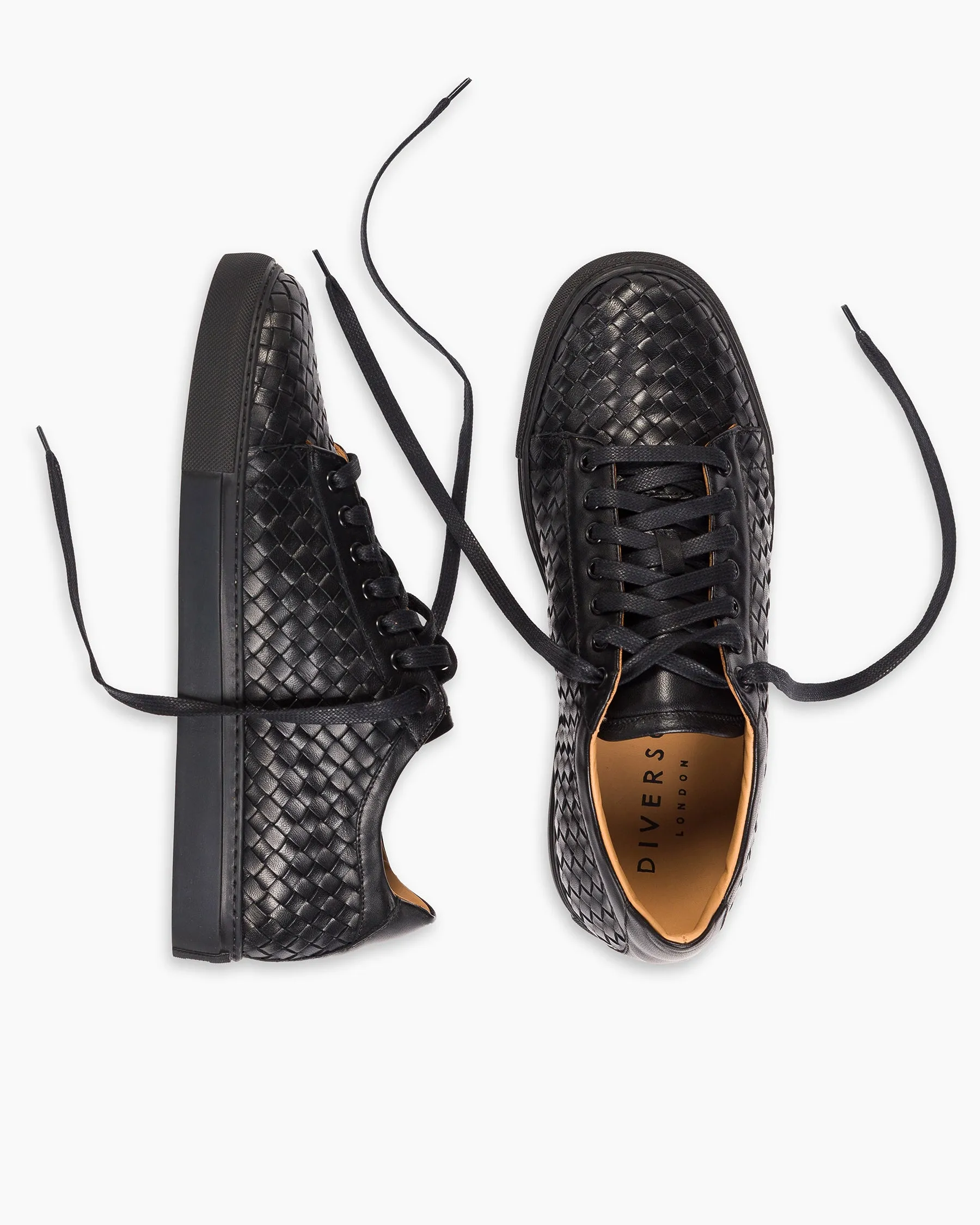 Black Hand Woven Low-Top Sneakers