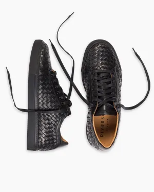 Black Hand Woven Low-Top Sneakers