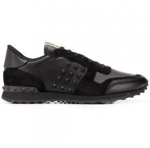 Camo Leather Rockstud Rockrunner Trainers Black