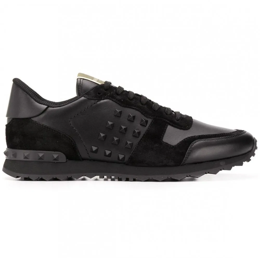 Camo Leather Rockstud Rockrunner Trainers Black