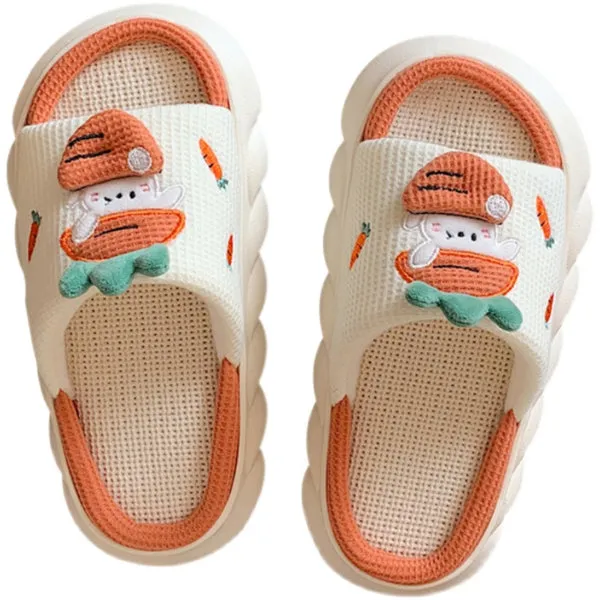 Cute Radish Bunny Linen Slippers
