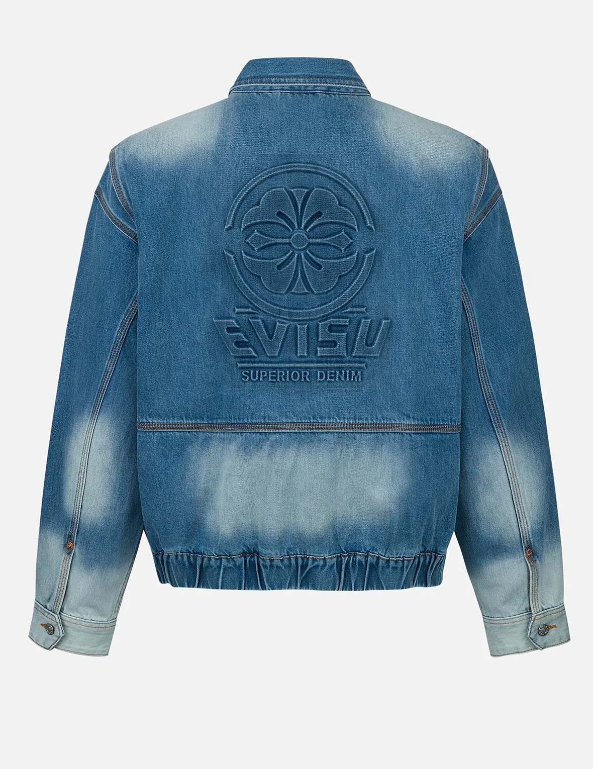 Emboss Kamon Relax Fit Worker Denim Jacket