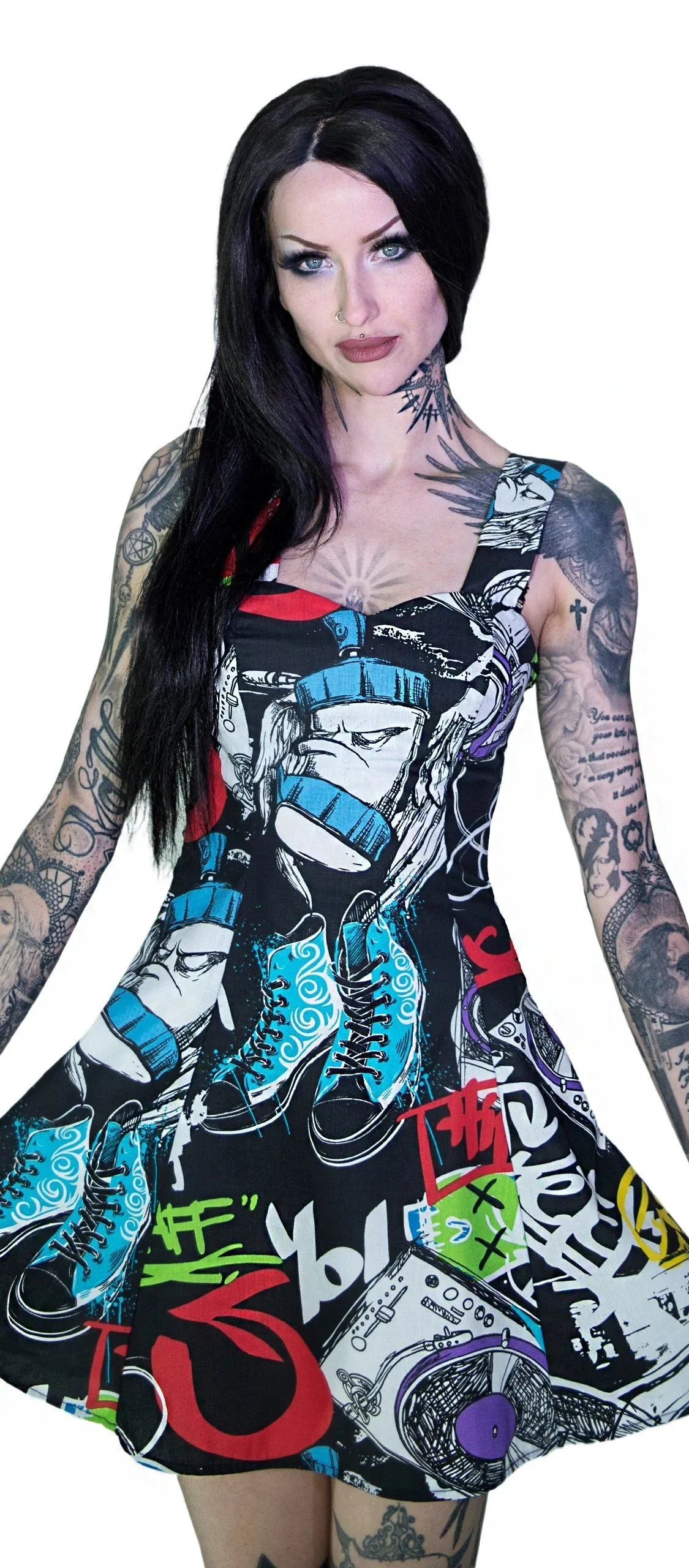 Graffiti Converse Hip Hop All Stars Trainers Mini Dress - Taylor