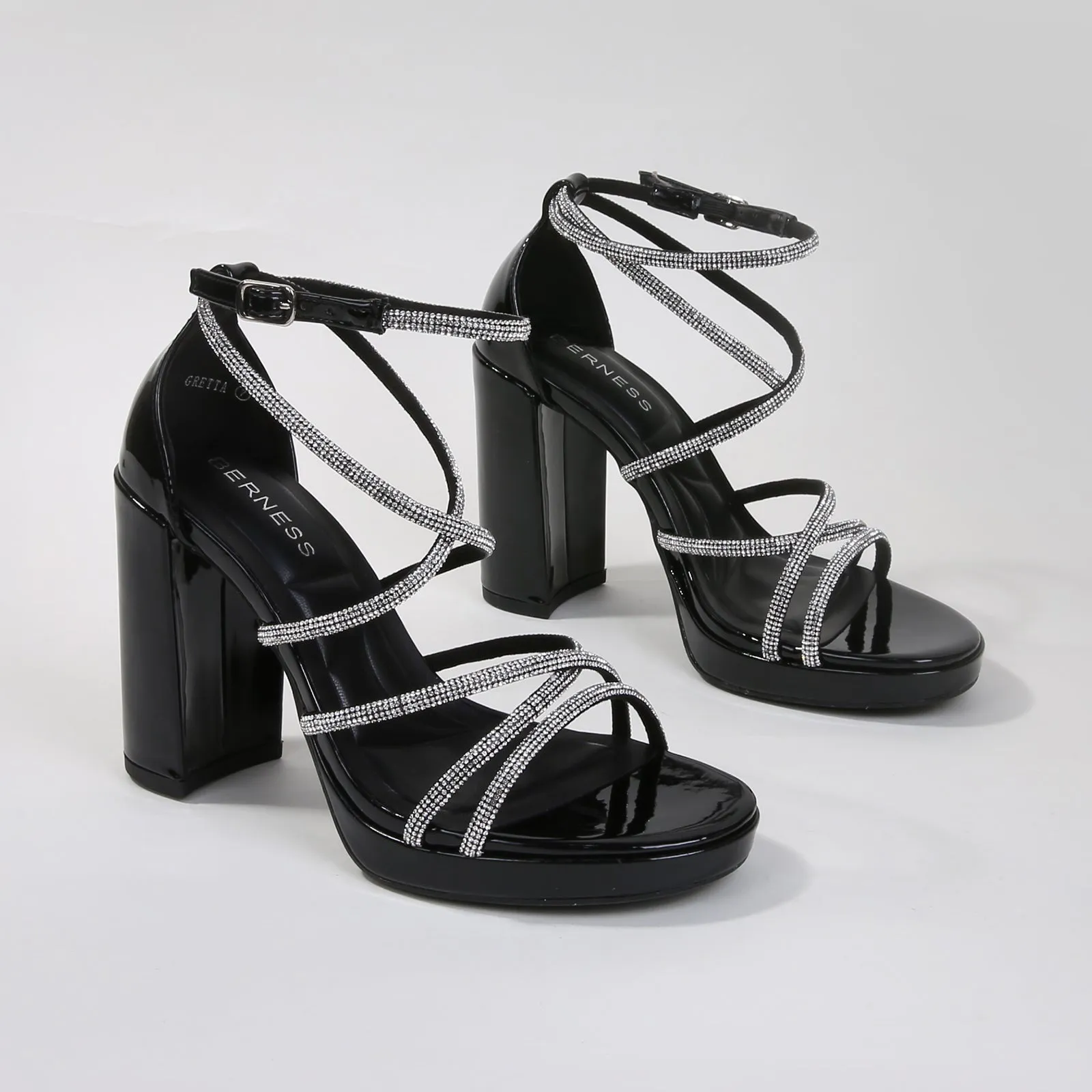 Gretta Rhinestone Strappy Platform Heels