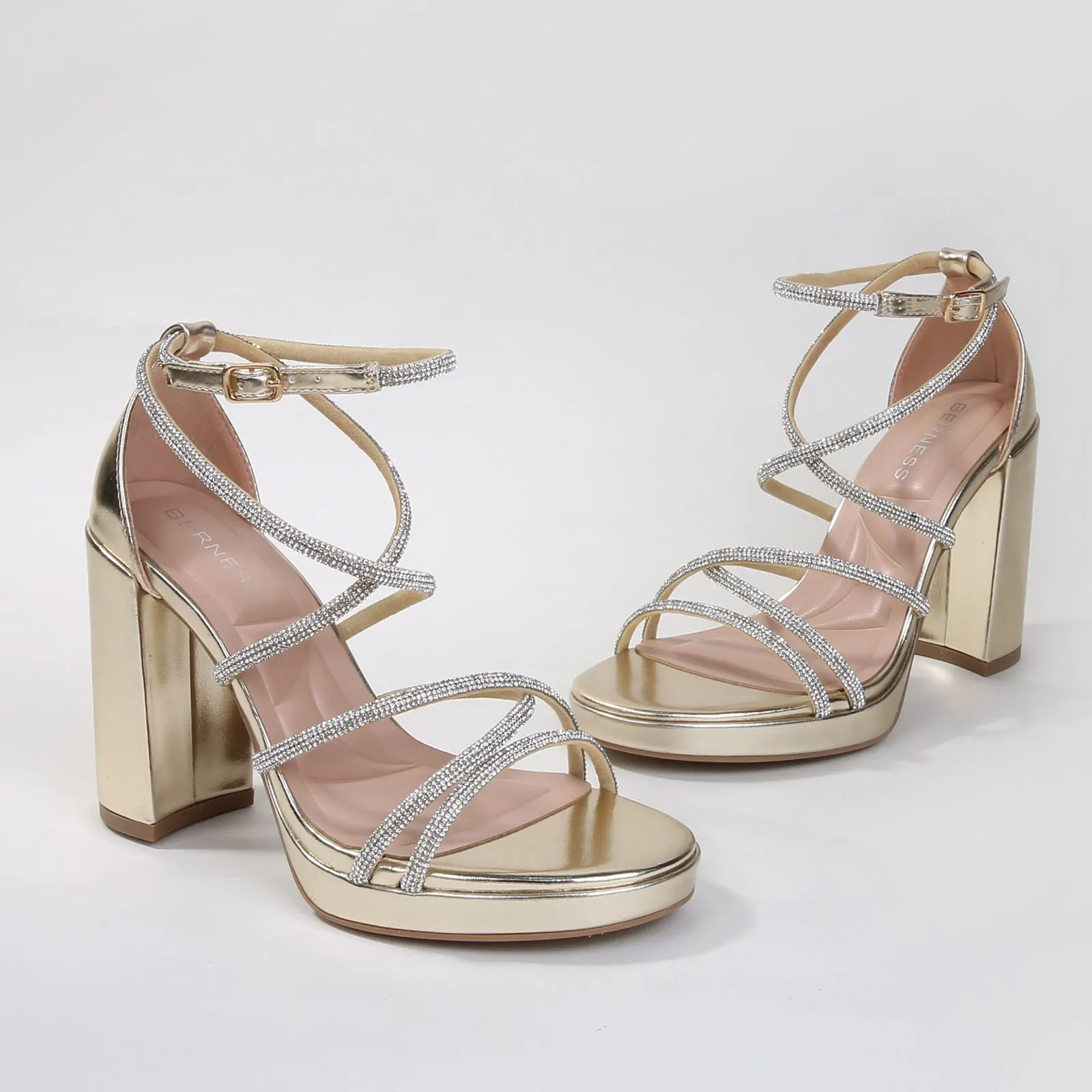 Gretta Rhinestone Strappy Platform Heels
