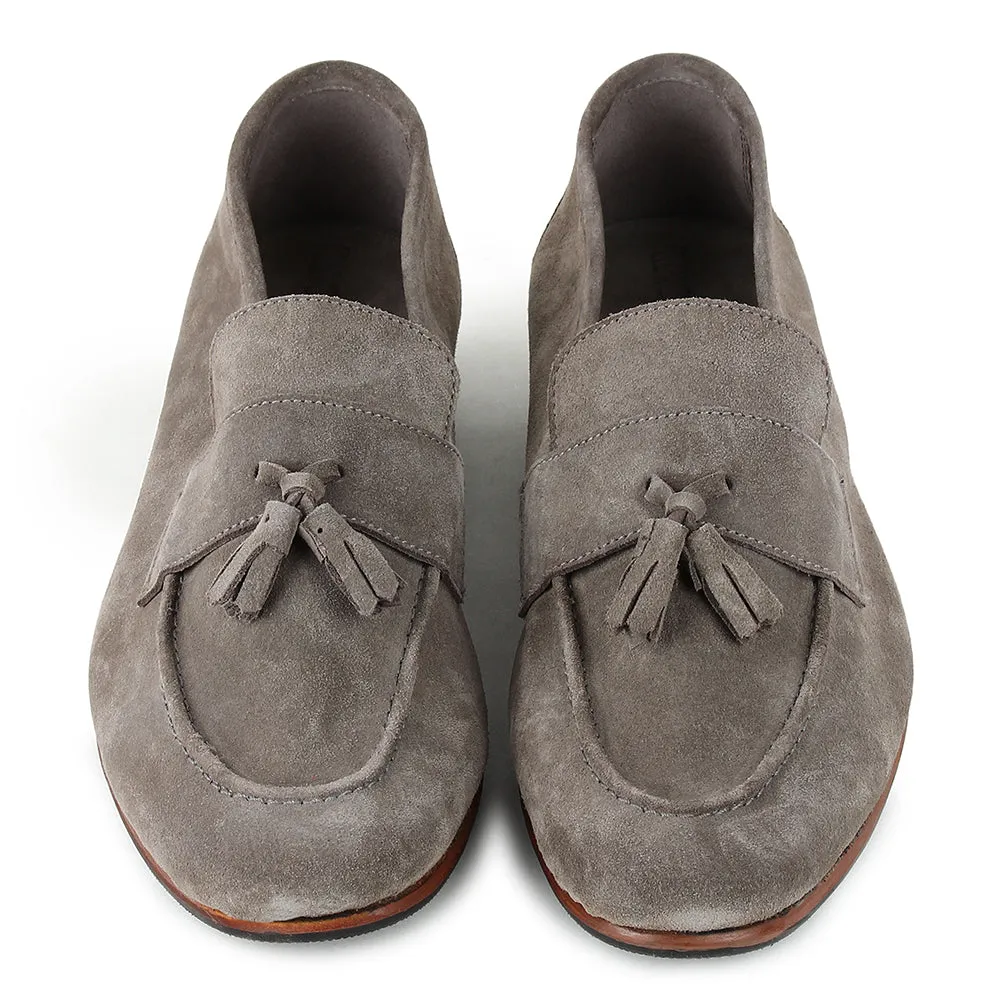 Grey Suede Unlined Supersoft City Tassel Loafers