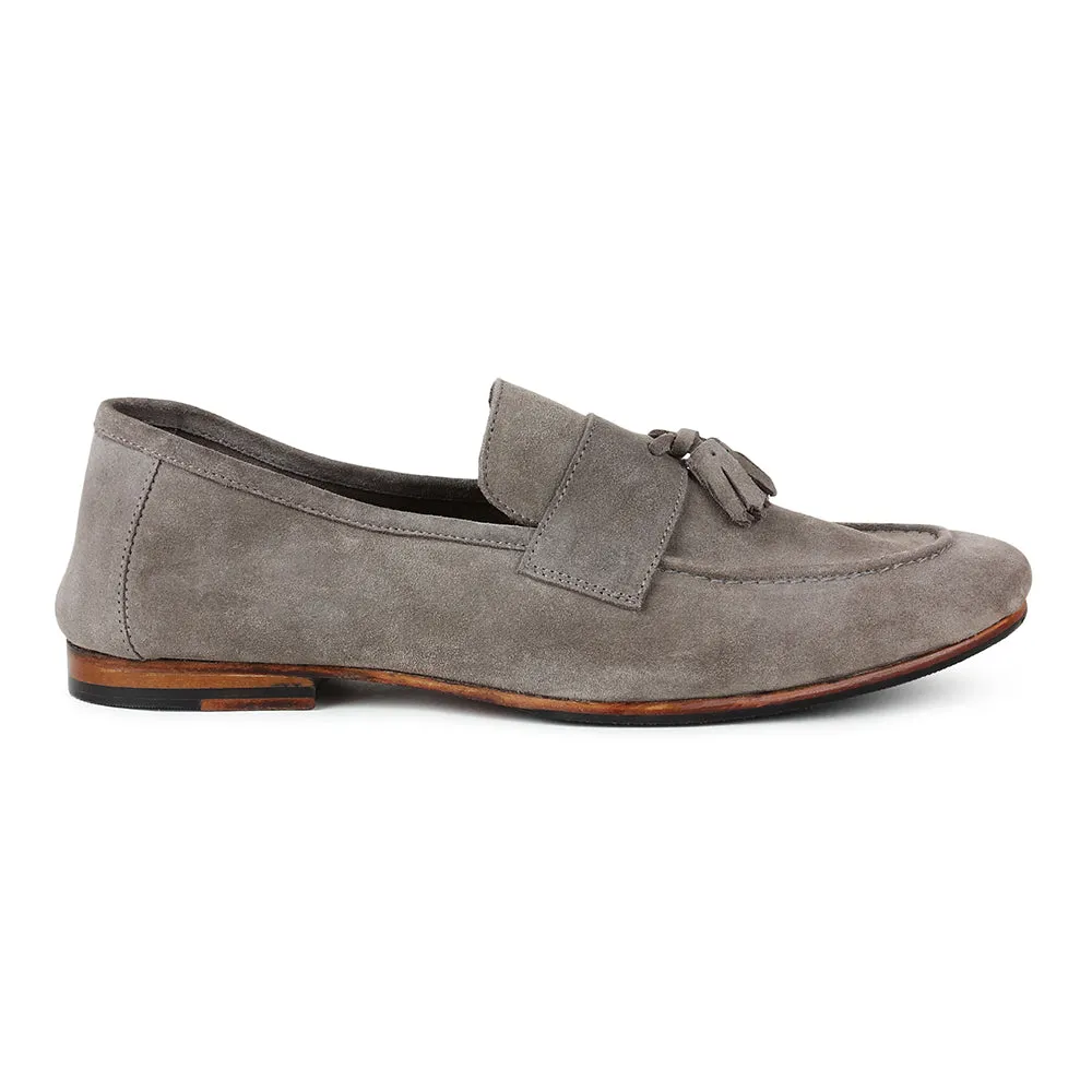 Grey Suede Unlined Supersoft City Tassel Loafers