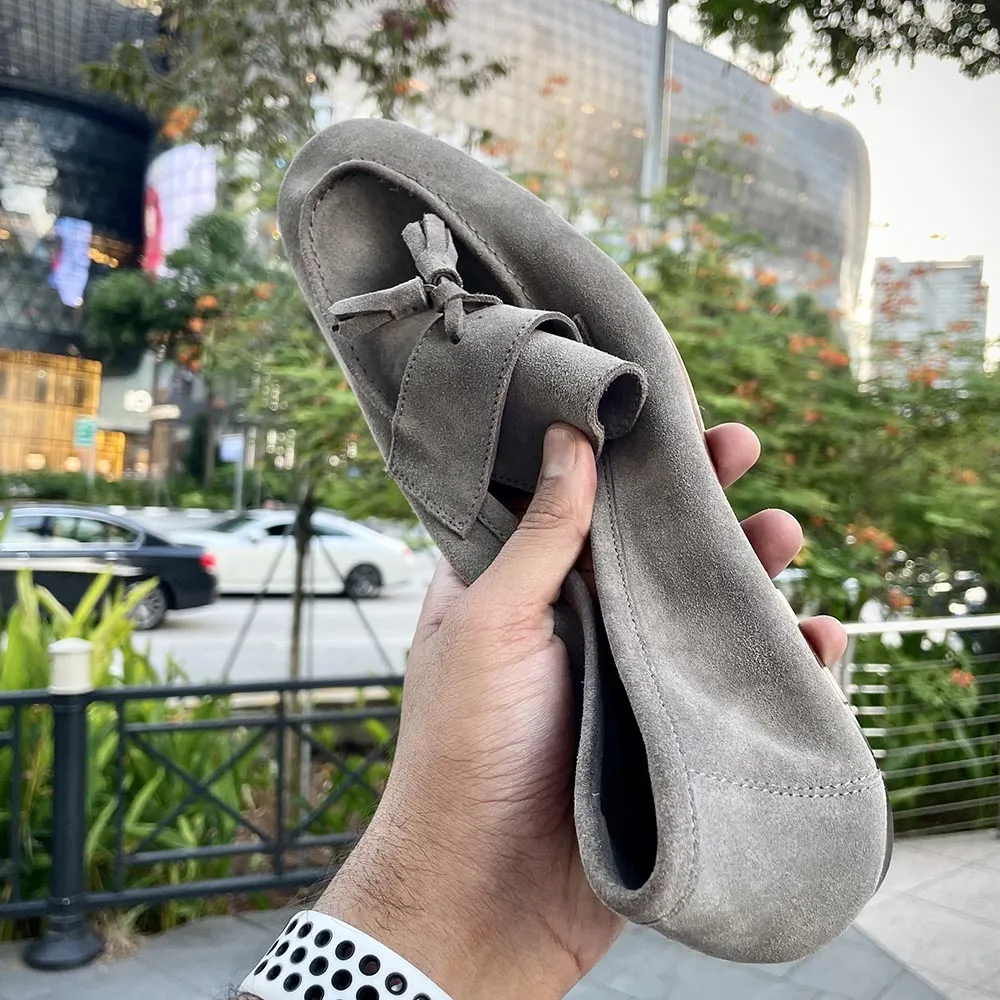 Grey Suede Unlined Supersoft City Tassel Loafers