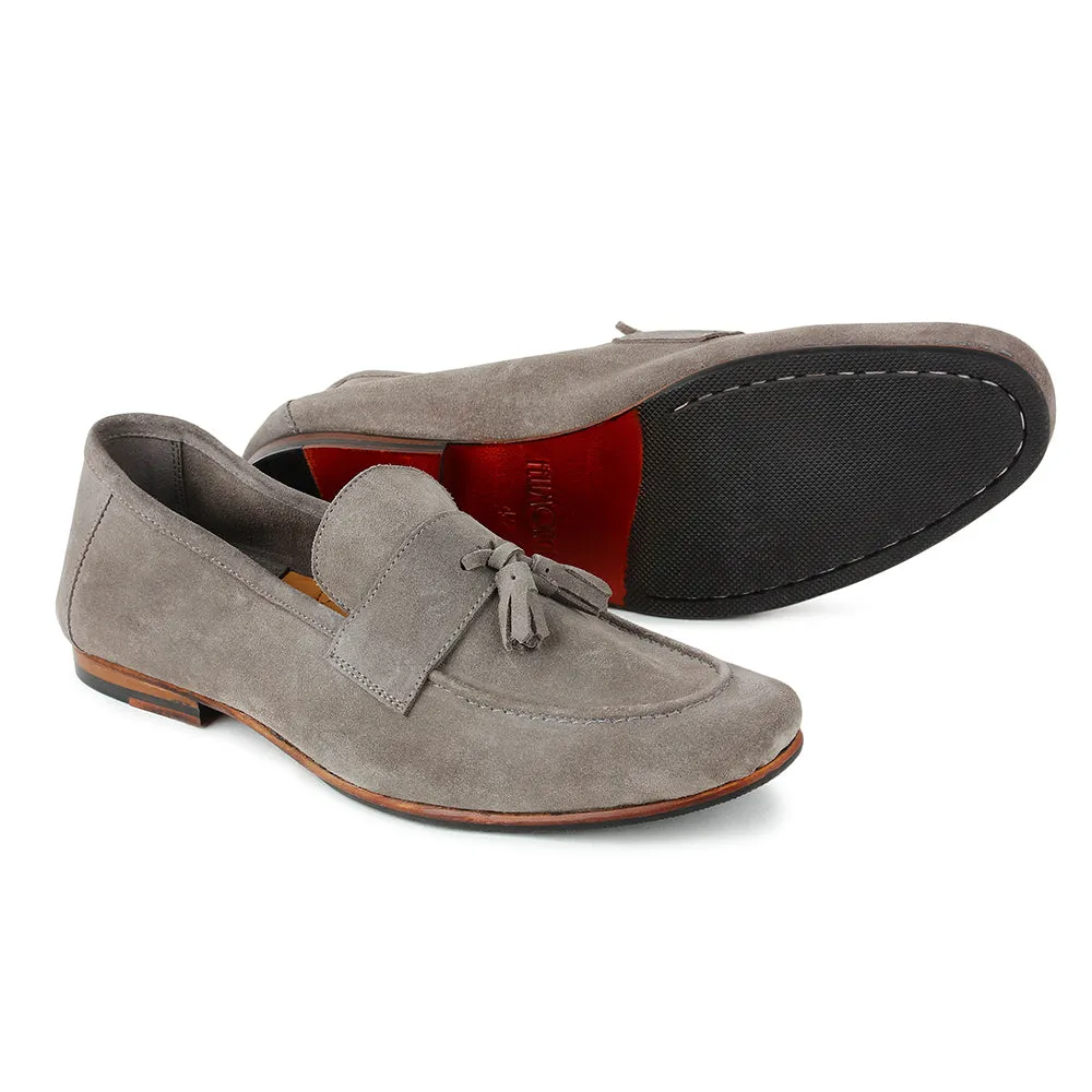 Grey Suede Unlined Supersoft City Tassel Loafers