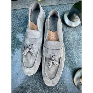 Grey Suede Unlined Supersoft City Tassel Loafers