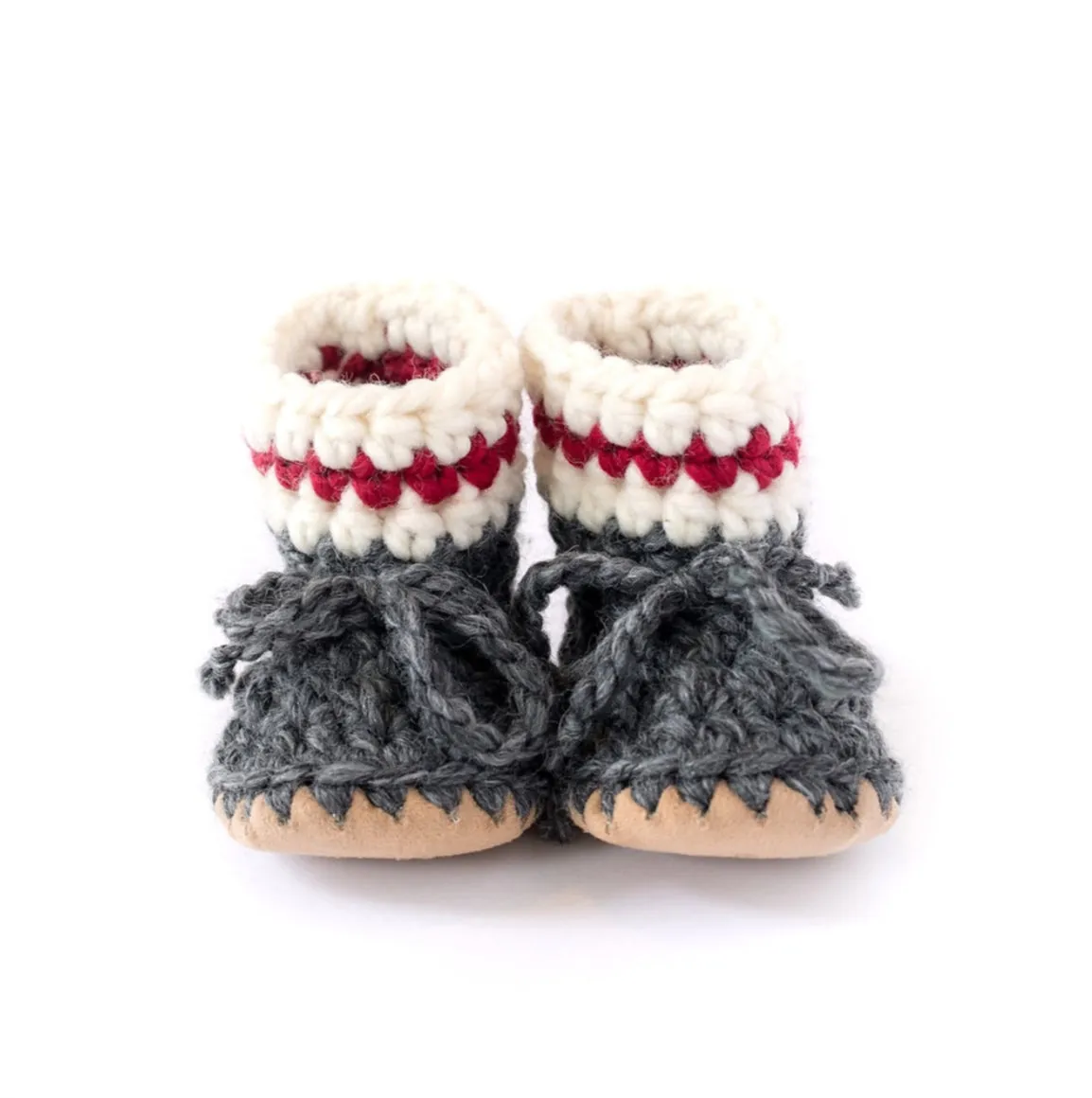 Huddy Buddies Dark Grey Sock Monkey Knitted Baby Shoes: Sizes 0M to 2Yh