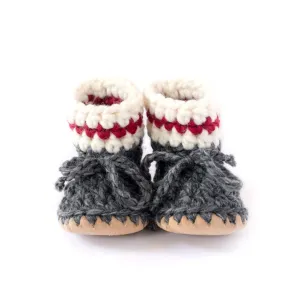 Huddy Buddies Dark Grey Sock Monkey Knitted Baby Shoes: Sizes 0M to 2Yh
