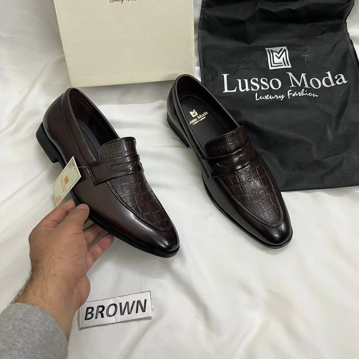 Jack Marc Premium Croco Design Loafers for Men