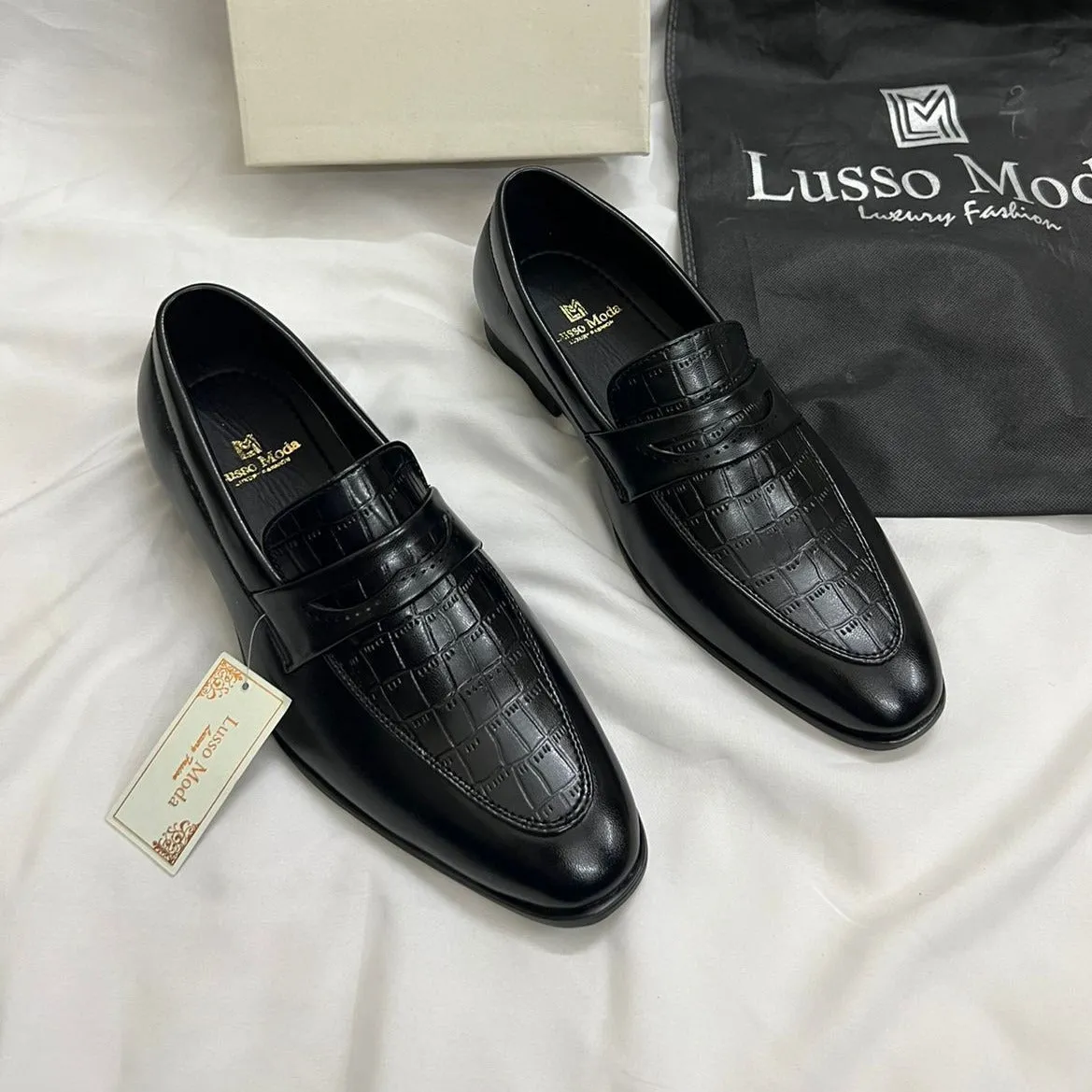 Jack Marc Premium Croco Design Loafers for Men
