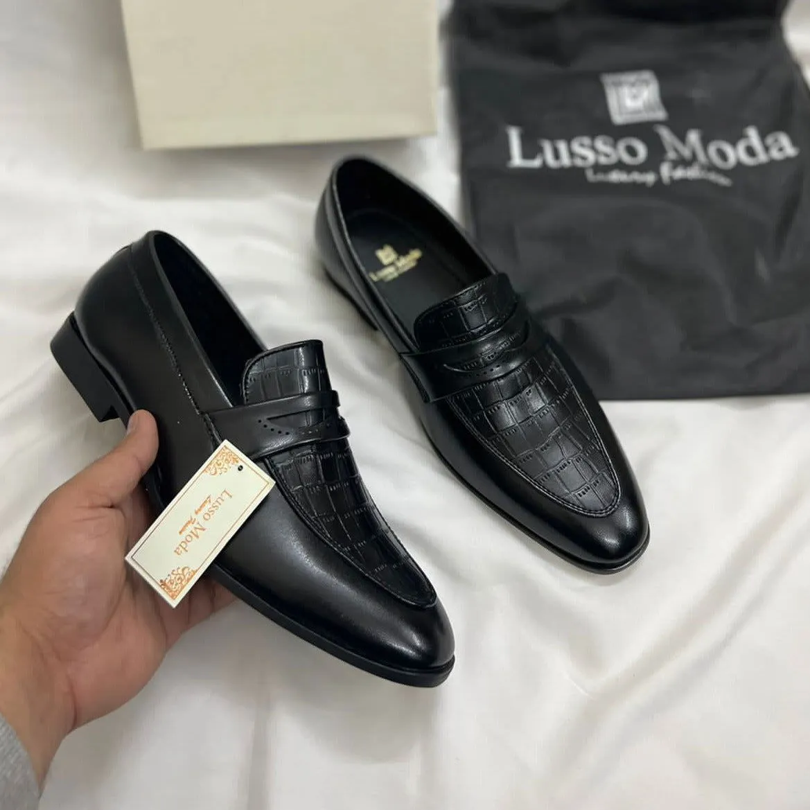 Jack Marc Premium Croco Design Loafers for Men