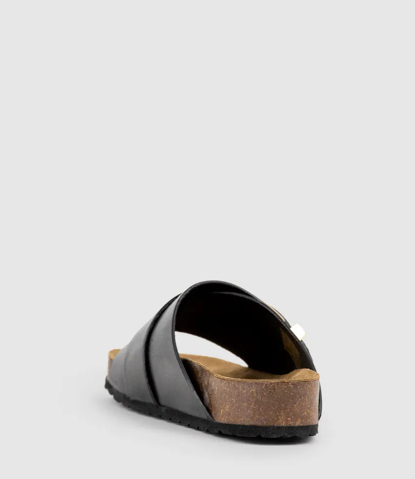 KAKARI Buckle Slide on Footbed in Black