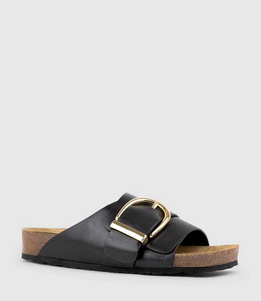 KAKARI Buckle Slide on Footbed in Black