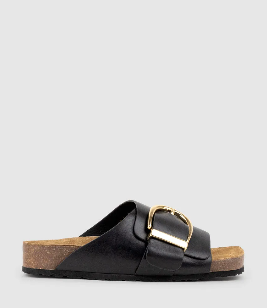 KAKARI Buckle Slide on Footbed in Black