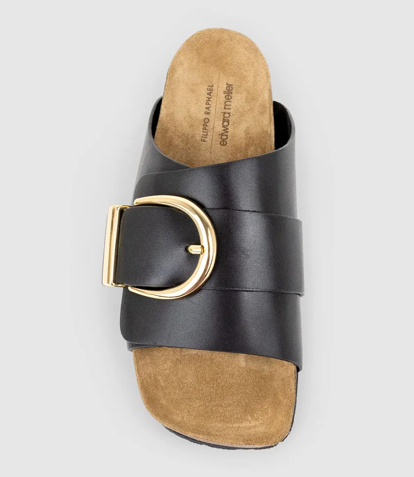 KAKARI Buckle Slide on Footbed in Black