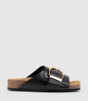KAKARI Buckle Slide on Footbed in Black