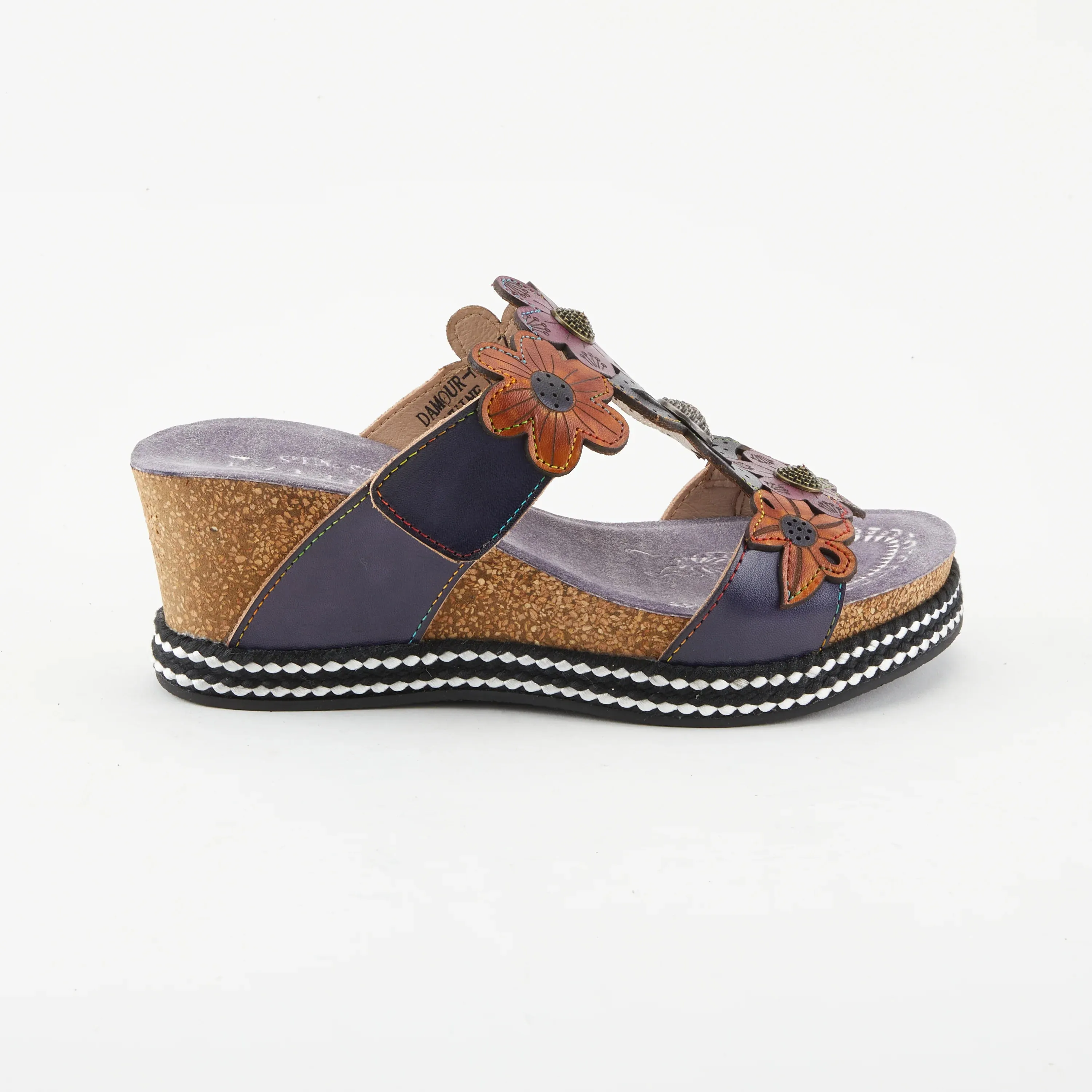 L'Artiste Damour Slide Sandals - Navy Multi