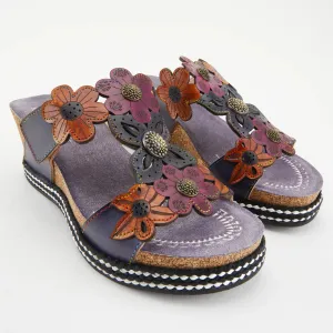 L'Artiste Damour Slide Sandals - Navy Multi