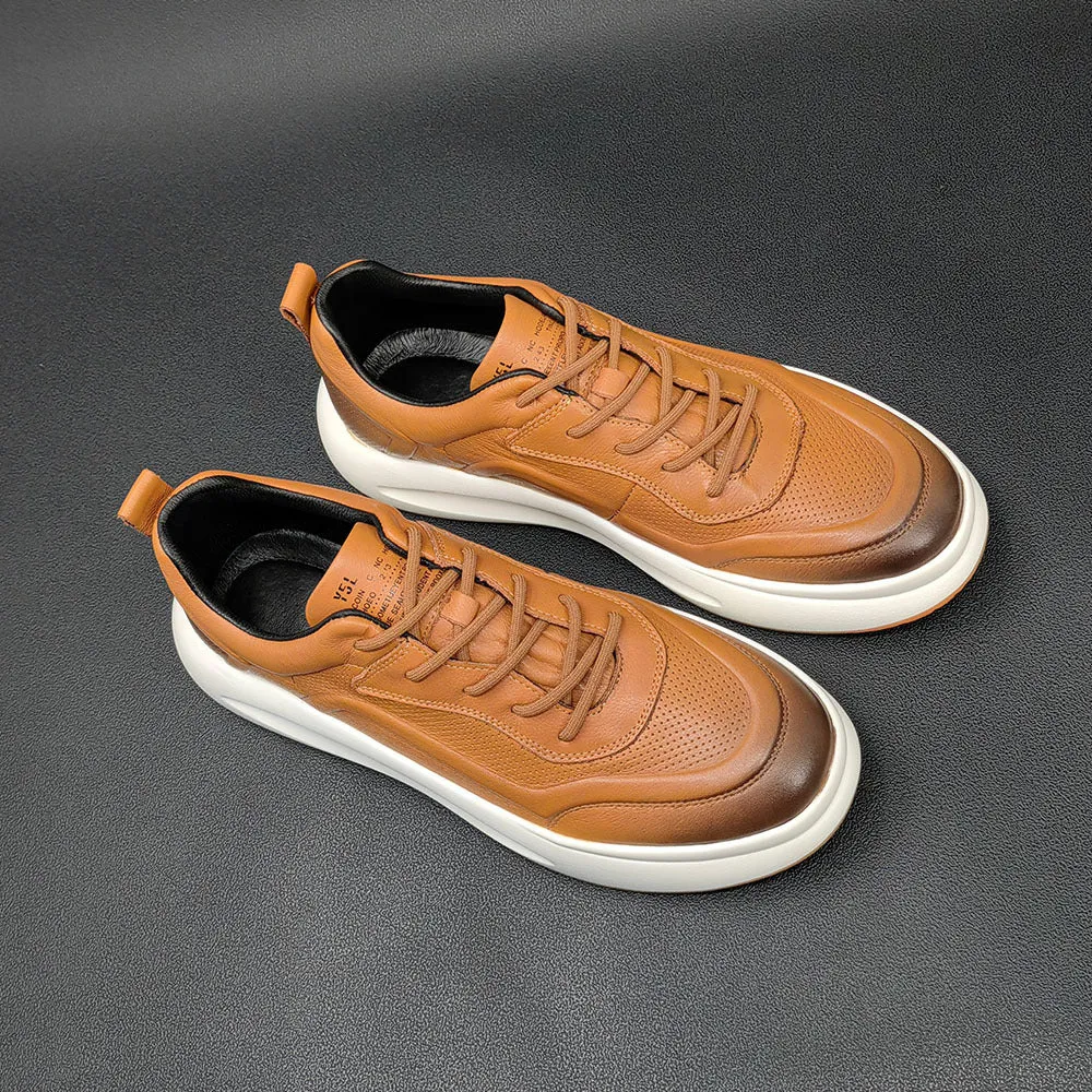 Men Fashion Casual Breathable Leather Sneakers