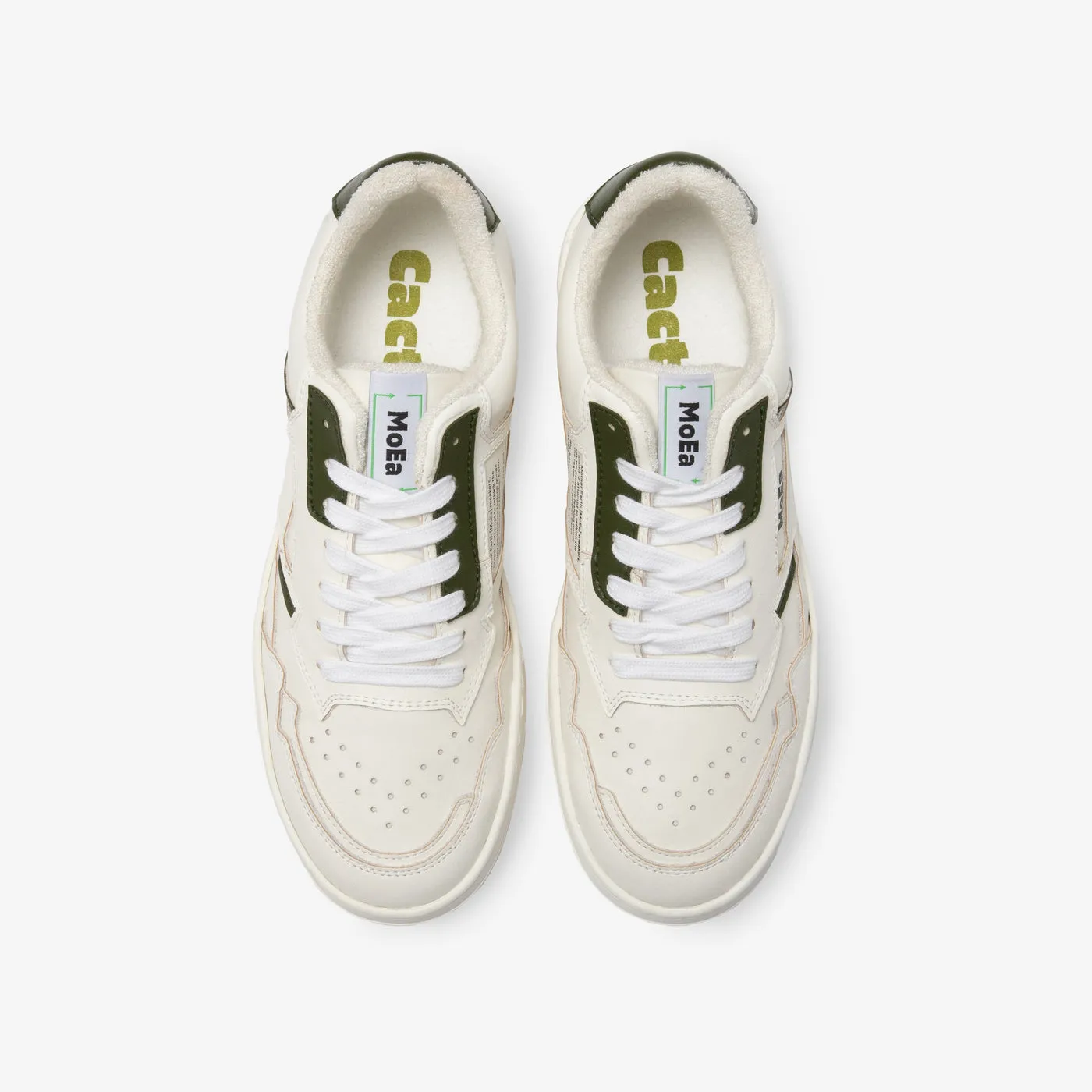 MoEa | GEN1 Cactus Vegan Sneakers | White & Green