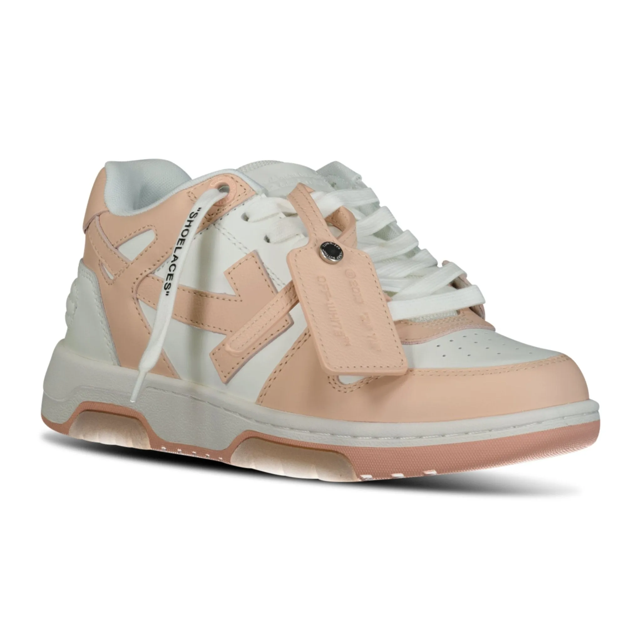 Out Of Office Calf Leather Trainer White & Powder Pink