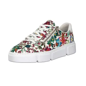 Rieker White Floral Lace up Sneaker N59l1 WHITE FLORAL N59L1-90