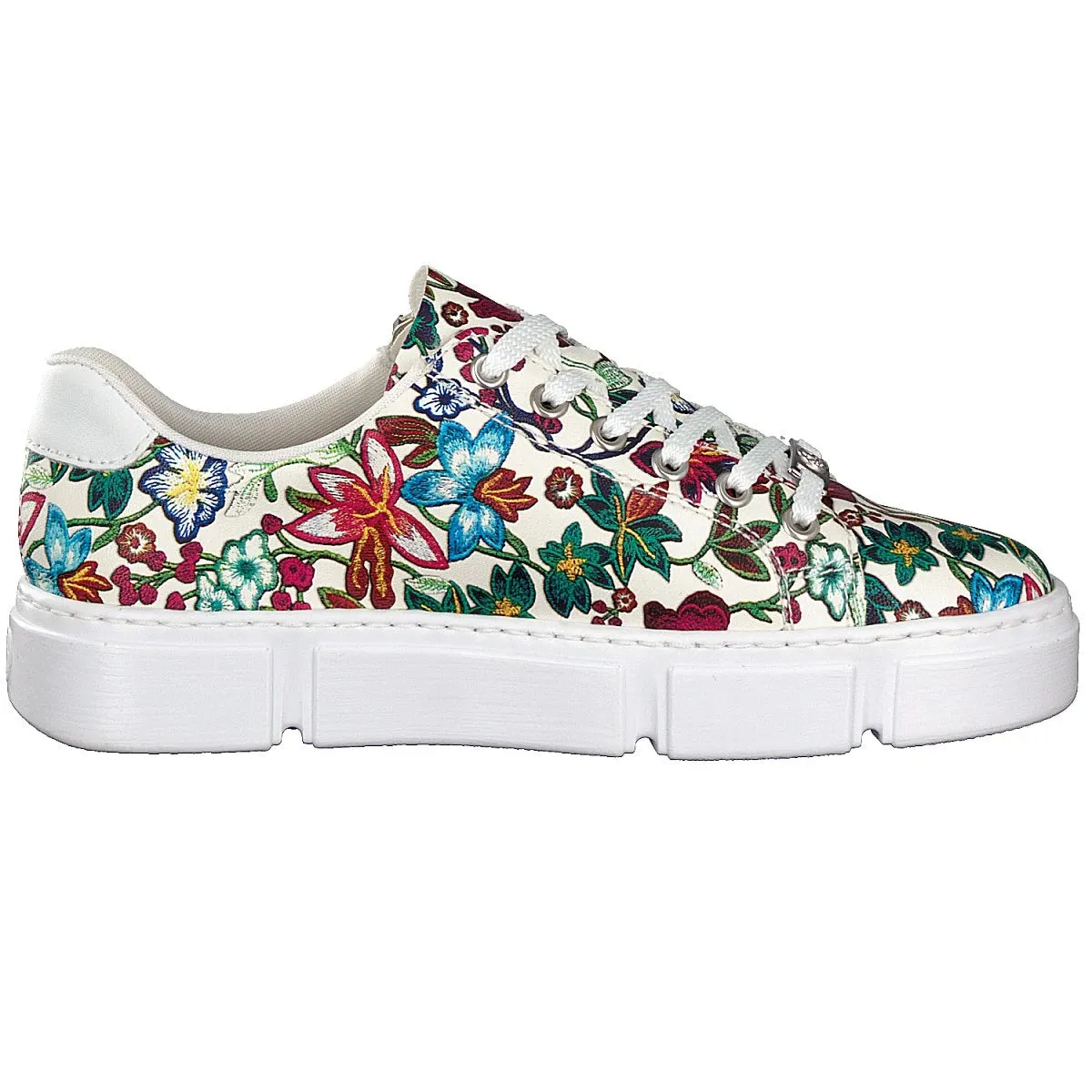Rieker White Floral Lace up Sneaker N59l1 WHITE FLORAL N59L1-90
