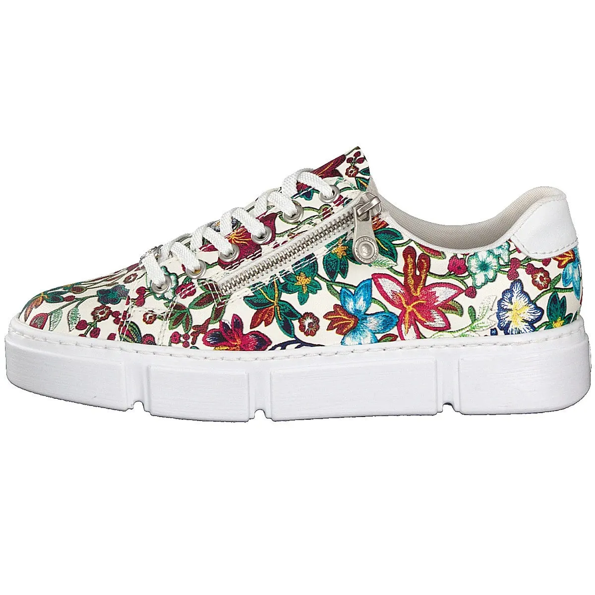 Rieker White Floral Lace up Sneaker N59l1 WHITE FLORAL N59L1-90