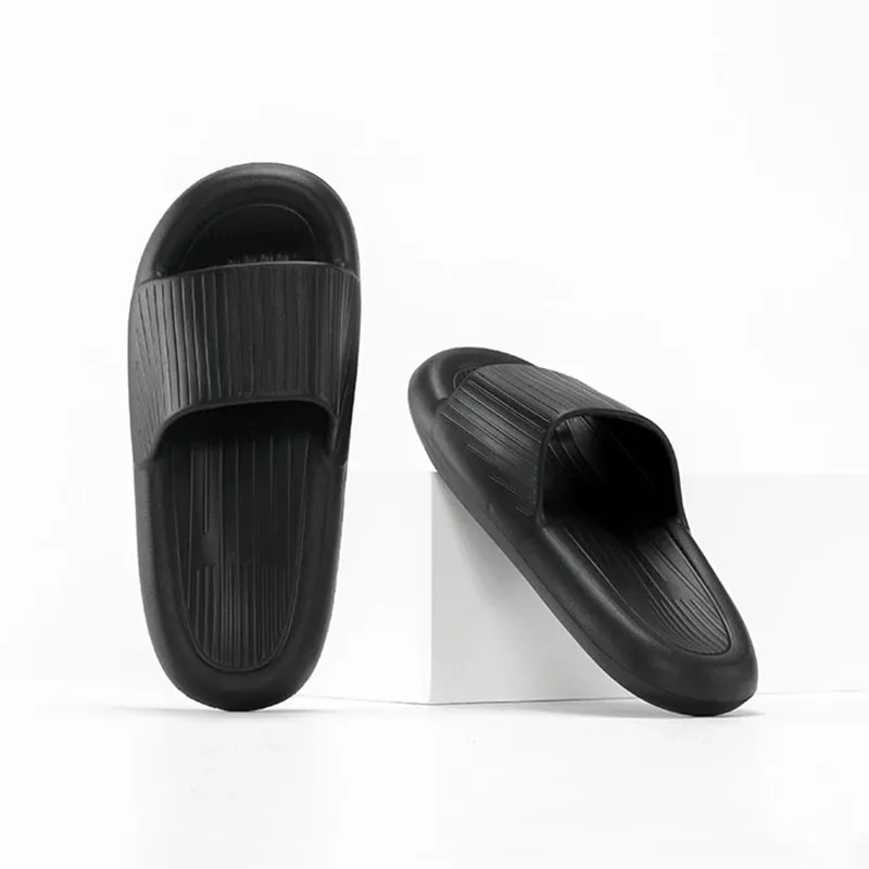 Sohiwoo Soft Sole Eva Couple Home Slippers Non Slip Bathroom Shower Slides Women Summer Thick Bottom Platform Sandals Flip Flops