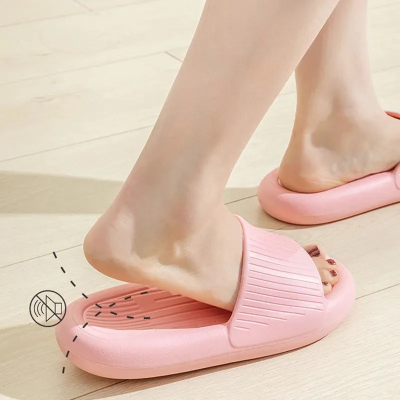 Sohiwoo Soft Sole Eva Couple Home Slippers Non Slip Bathroom Shower Slides Women Summer Thick Bottom Platform Sandals Flip Flops
