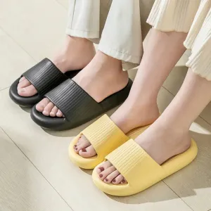 Sohiwoo Soft Sole Eva Couple Home Slippers Non Slip Bathroom Shower Slides Women Summer Thick Bottom Platform Sandals Flip Flops
