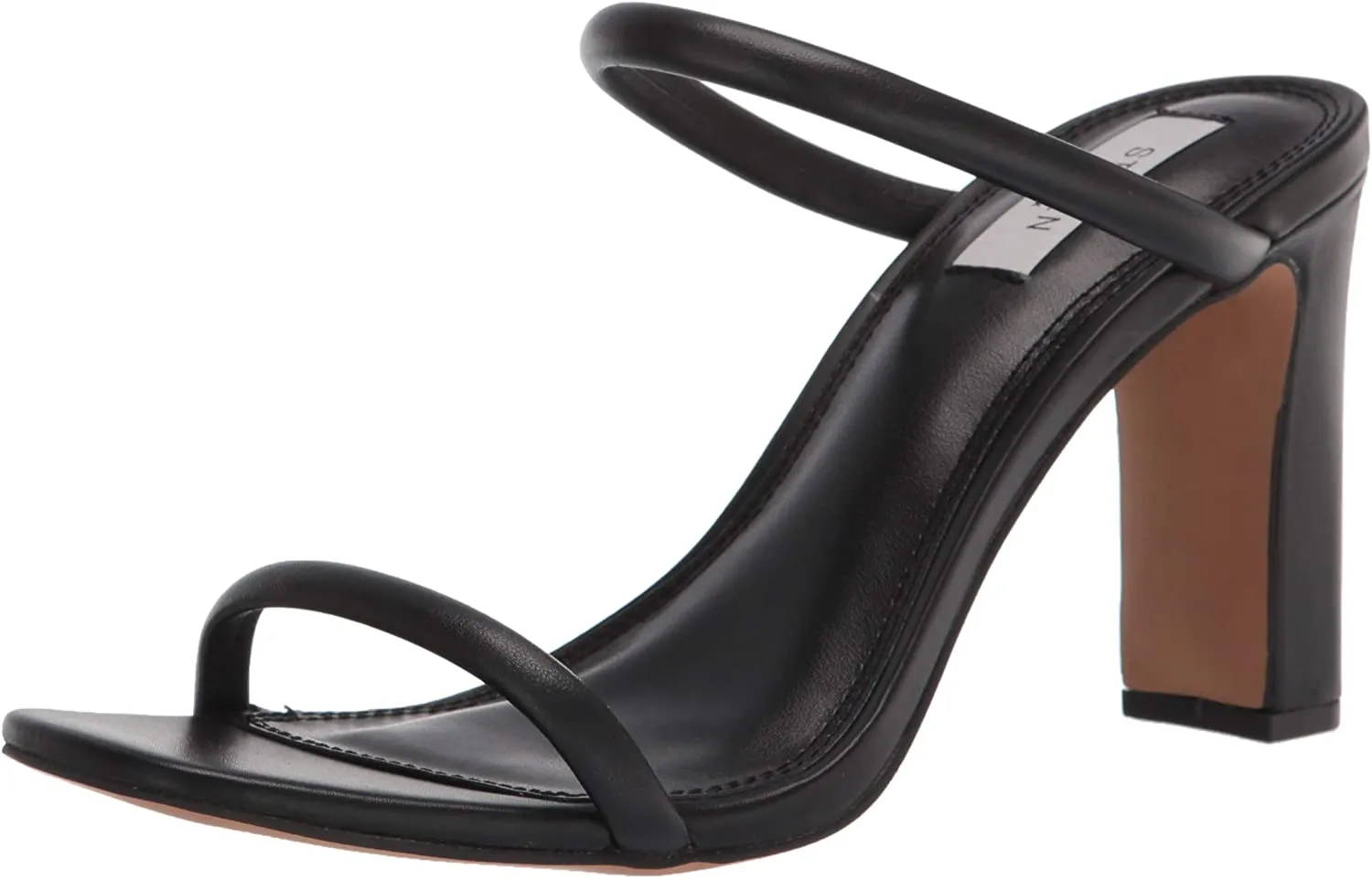 Steve Madden Women's Jacee Open toe Slide Heeled Sandal BLACK LEATHER