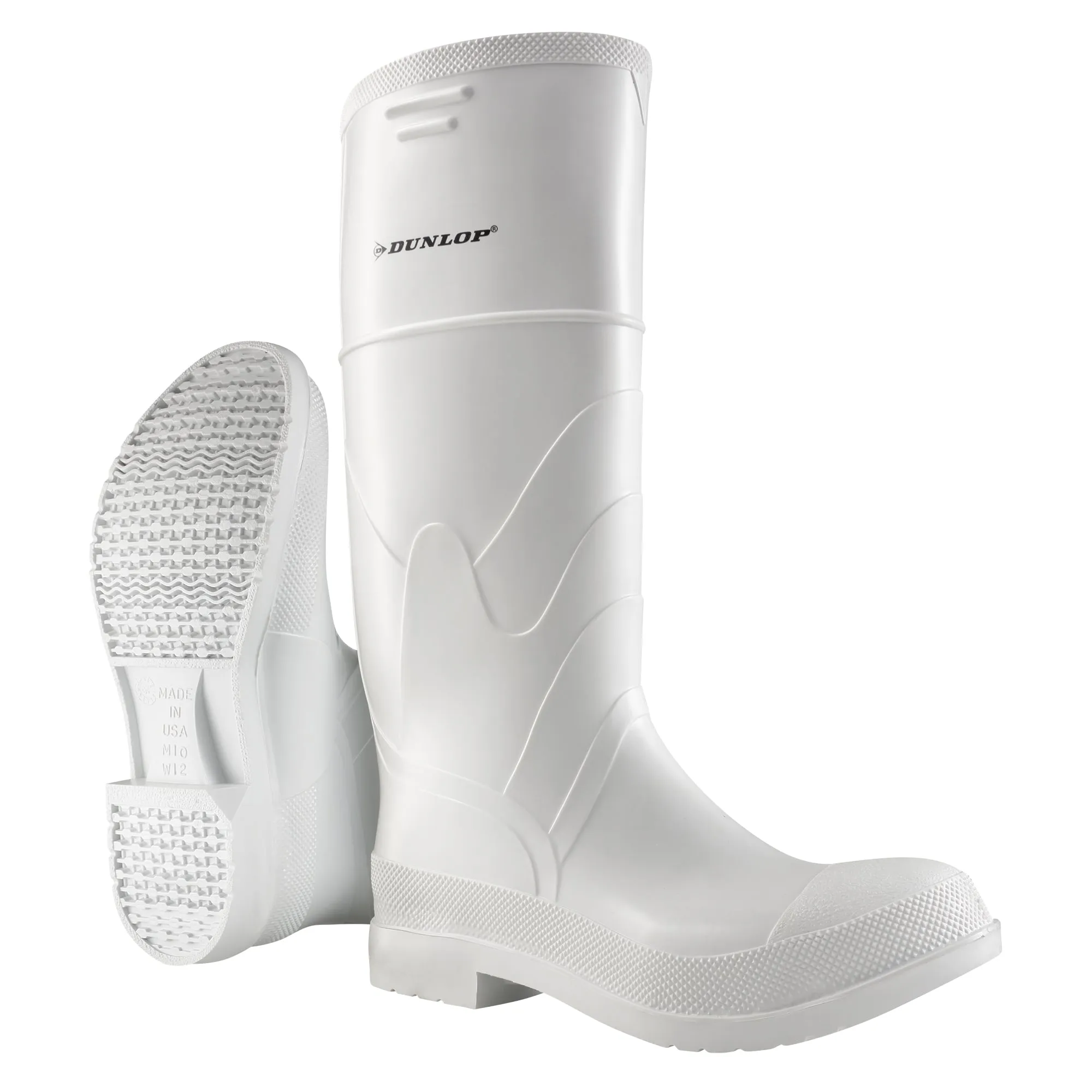White Boots, PVC, Steel Toe, Size 8, Puncture Resistant Sole